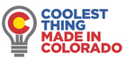 Wad-Free Finalist Coolest Thing Made in Colorado logo is red blue and yellow with a lightbulb