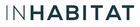 InHabitat logo is all caps navy sans serif type with the IN in a lighter face than HABITAT
