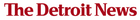 Detroit News logo is all red letters in a serif type face
